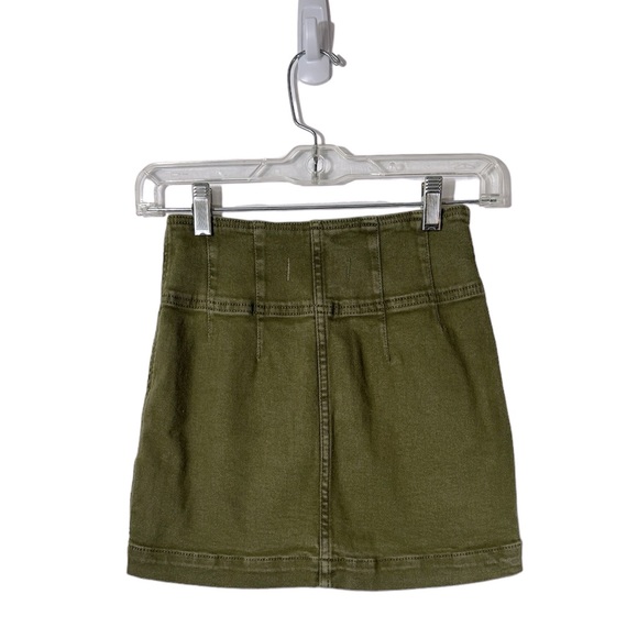 Free People We The Free Size 24 Zip Up Mini Skirt In Olive - Picture 2 of 4